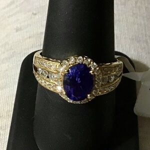JTV Oval Tanzanite & Diamond Ring 14K Gold